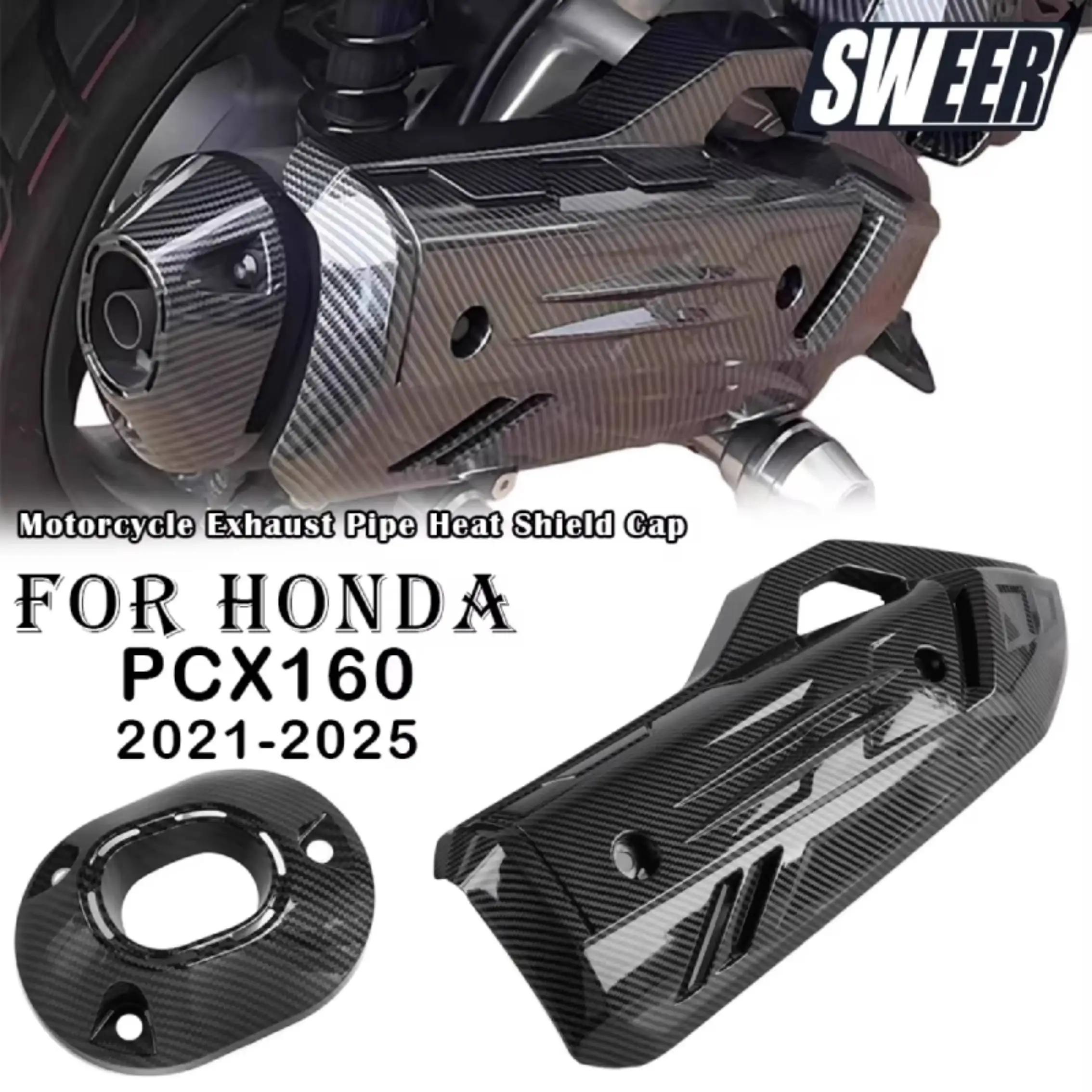 Image of Für Honda PCX160 2021-2024 PCX 160 2023 2022 Motorrad Auspuffrohr-Abdeckung Schutzkappe Heckabdeckung Zubehör
