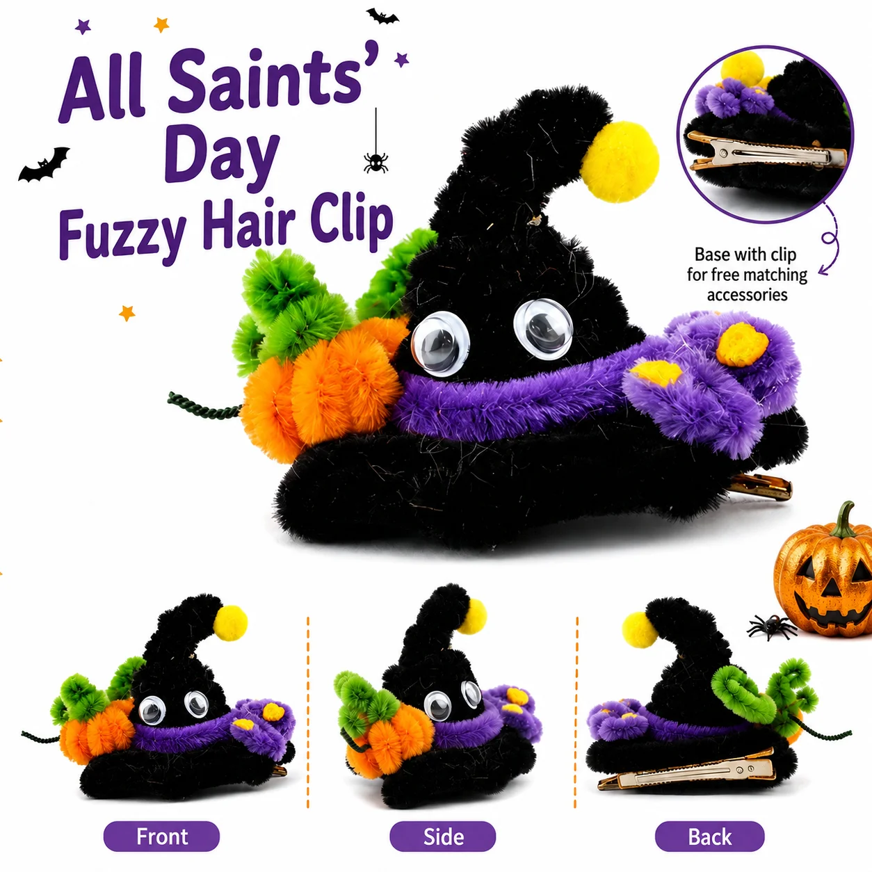 Complete DIY Kit Halloween Hair Clip Set: Spooky Party Festive Styling for Ghost-Themed Events Pipe cleaner