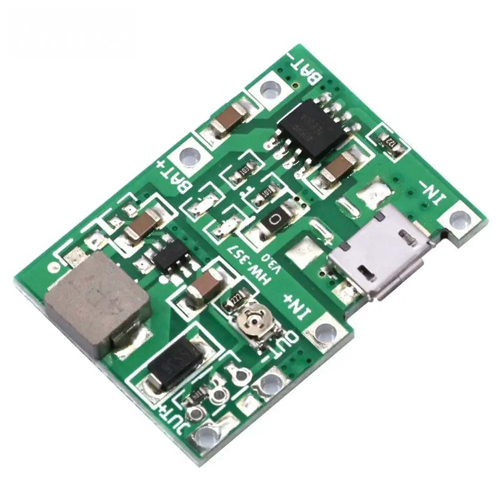 TP4056 & MT3608 3.7V-4.2V to 5V-12V for Power Banks/Solar Projects Dual-Module Li-ion 18650 Charger Board with Boost Converter
