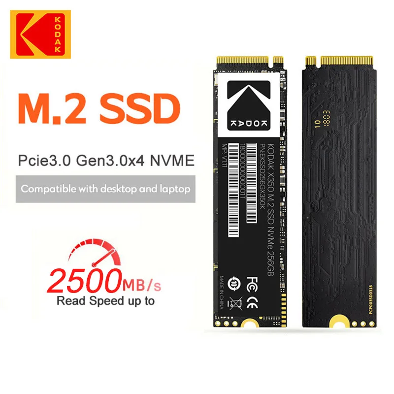 KODAK M.2 NVME SSD Gen3X4 PCIE3.0 M2 2280 Internal Solid State Hard Drive Read Speed Up to 2500MB/s for Gaming Laptop Desktop