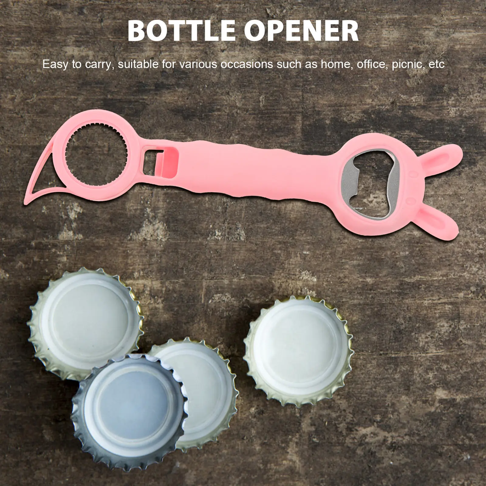 Multi Function Can Opener Ergonomic Grip Bottle Opener for Beer Whiskey Jar Caps Stainless Steel Kitchen Tool Wine Cap Remover