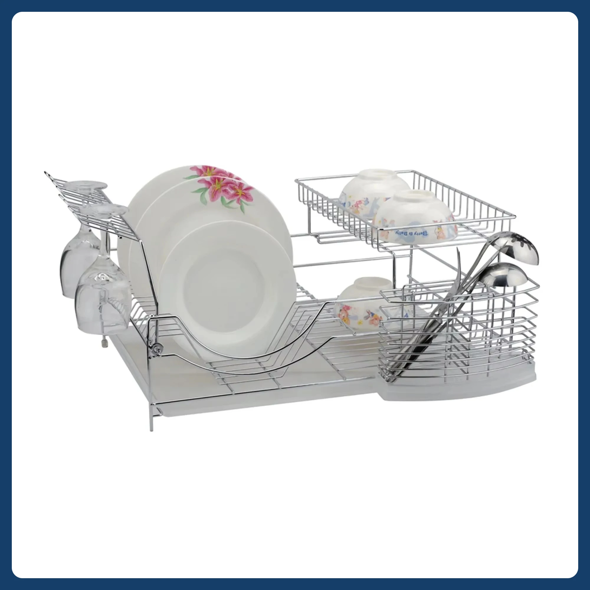 

22-дюймовая подставка для посуды из нержавеющей стали, универсальная сушильная станция с держателем для посуды. Нержавеющая для кухонной мойки и столешницы.