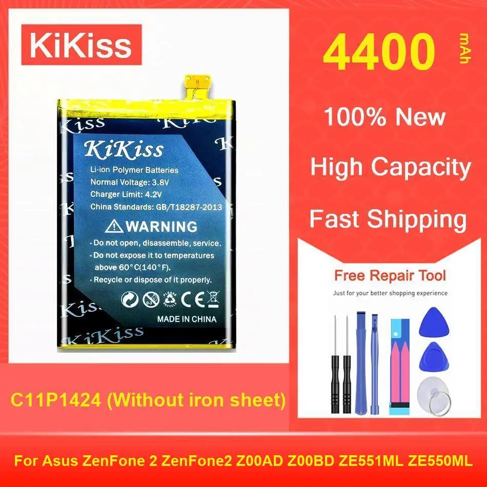 

Kikiss Battery 4400Mah C11P1424 (Without Iron Sheet) For Asus Zenfone 2 Zenfone2 Z00AD Z00BD ZE551ML ZE550ML