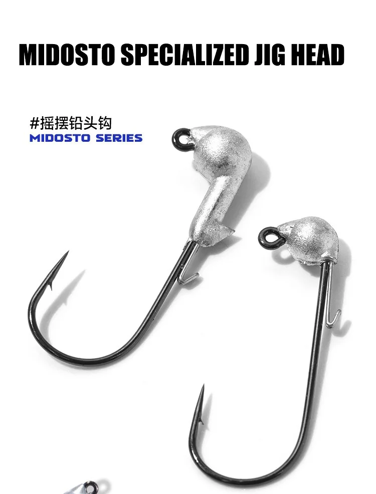 5Pcs Jig Head Hooks 0.9g 1.3g 1.8g 2.7g Midosto Series Wobble Mustad Hook Lead Jigs for Soft Lures for Bass Trout Fishing Tackle