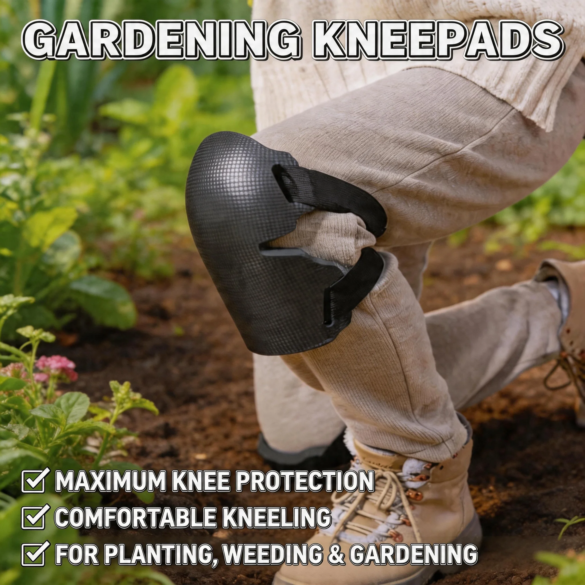 2026 Extra Thick Foam Gardening Knee Pads Unisex Heavy Duty Knee Protectors Adjustable Straps Breathable For Roofing Floor Work