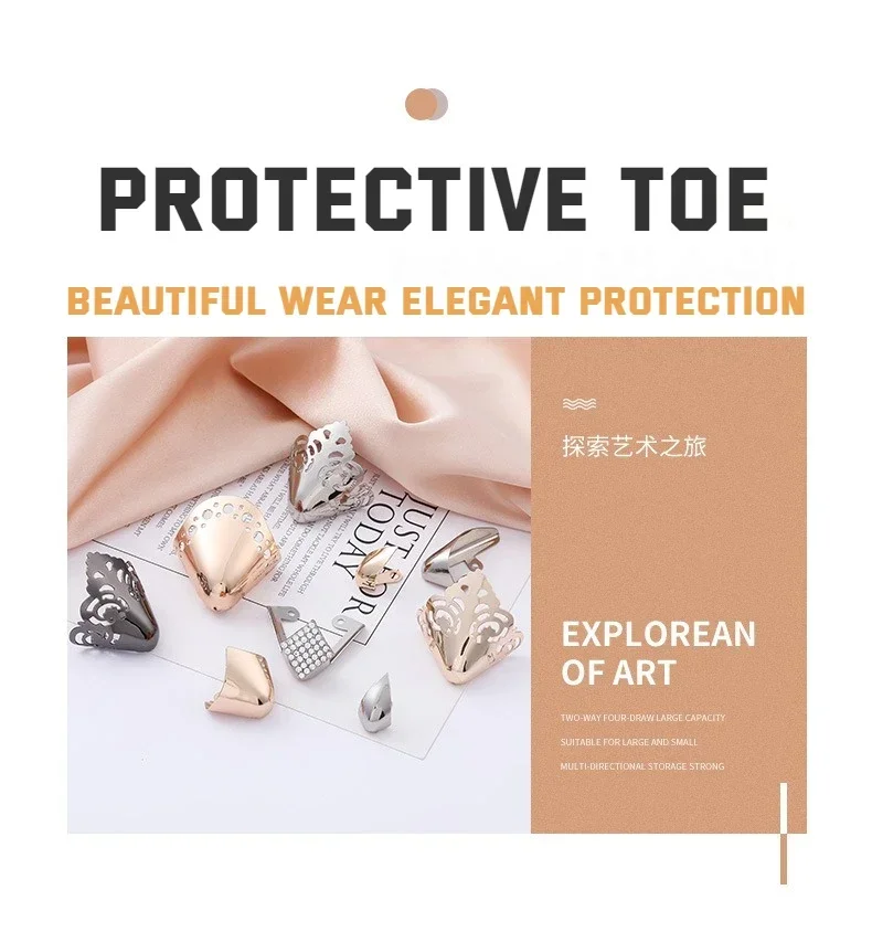 Frauen High Heel Metall Kappe Kappe Tragen und Reißen Concealer Anti-kicking Leder Schuhe Punkt Schutz Flache Schuh Tipps kappe Accessorices – Detail 9