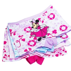 Sous-vêtements Minnie 100% coton pour filles, 4 pièces/lot, culottes mignonnes, boxers pour enfants, pantalons doux et confortables pour filles de 2 à 10 ans