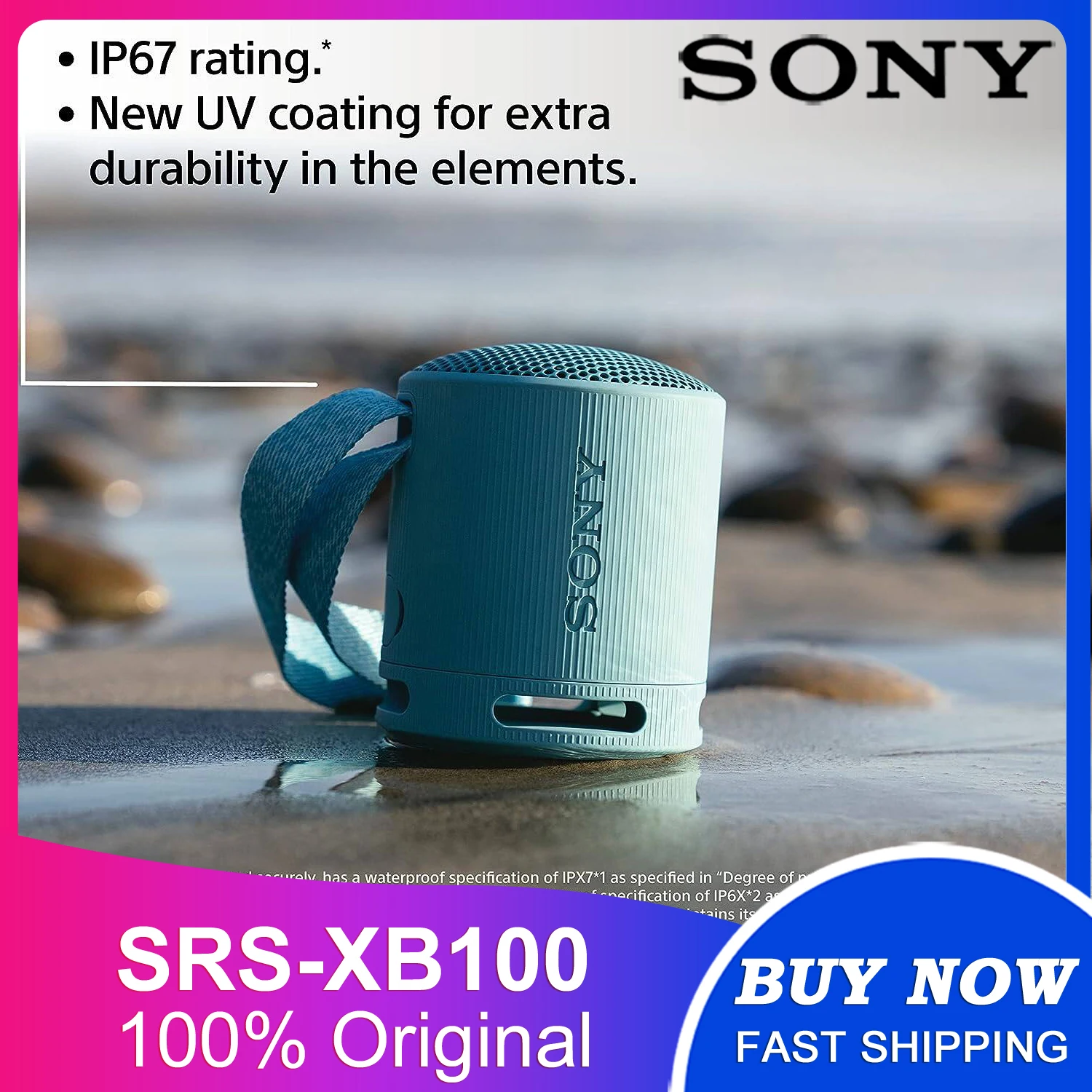 100% Original SONY SRS-XB100 Portable Wireless Speaker XB100 Bluetooth 16 Hours  EXTRA BASS