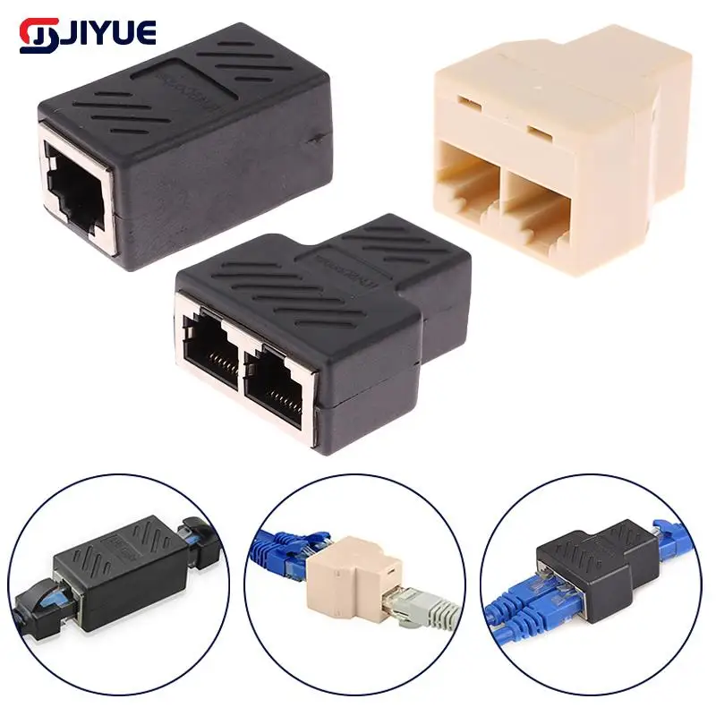 

1pc Practical RJ45 Network Splitter Adapter Port CAT5/6 LAN Ethernet Cable High Performance 1 To 2 Ways Dual Female Switching