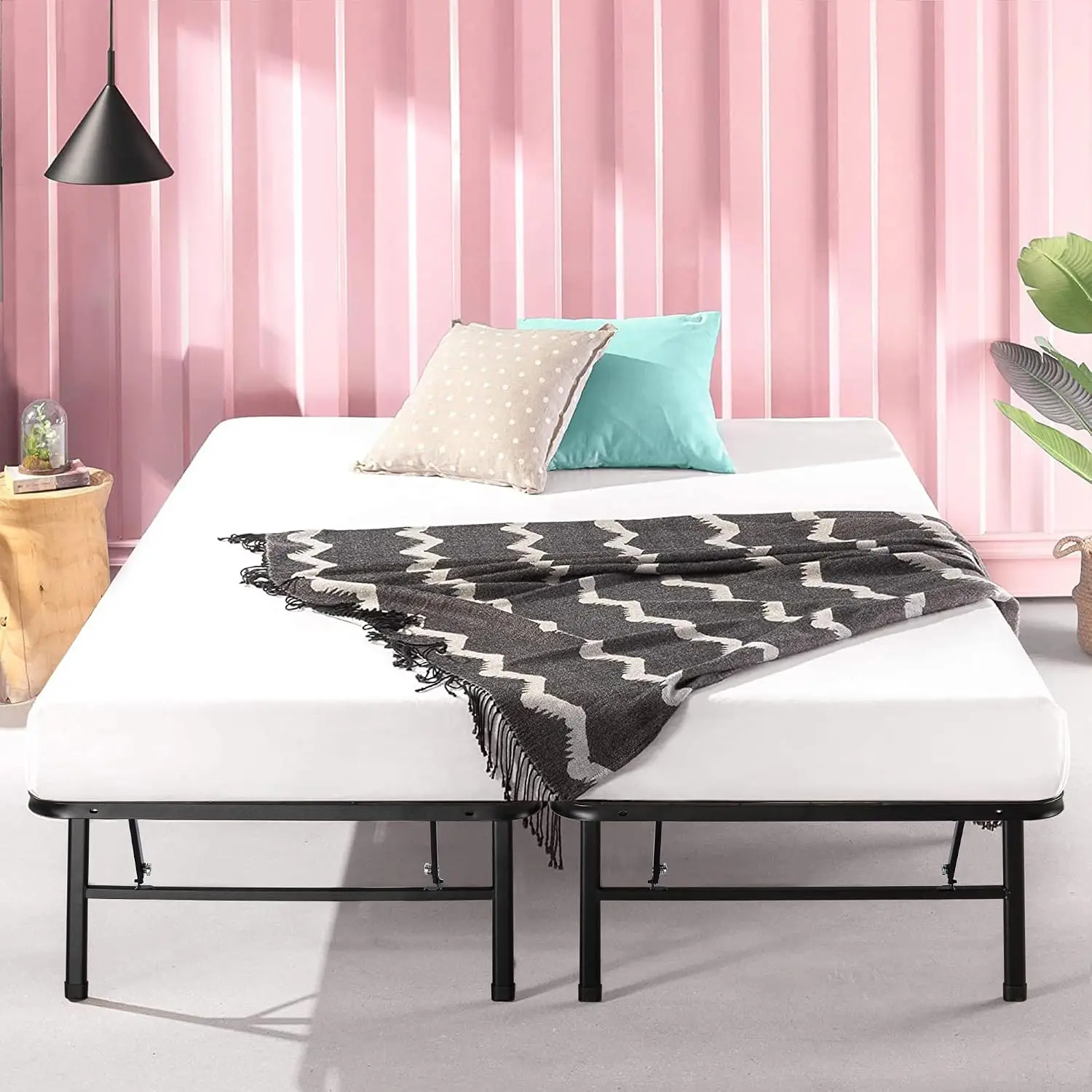 Tool-Free Assembly Mattress Foundation, 14 Inch Metal Platform Bed Frame, No Box Spring Needed,, Customized