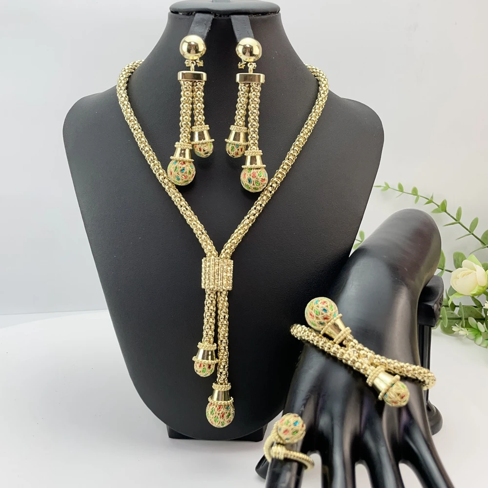 Brazilian Simple Style Necklace Luxury Quality African Bride Jewelry Set For Women Party Gifts FHK29096
