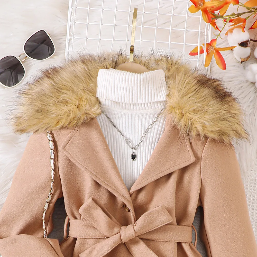 Children's Coats Girls' Winter Woolen Coat with Large Lapels Kids Clothes for Girls Baby Girl Winter Clothes Kids Jacket image 5