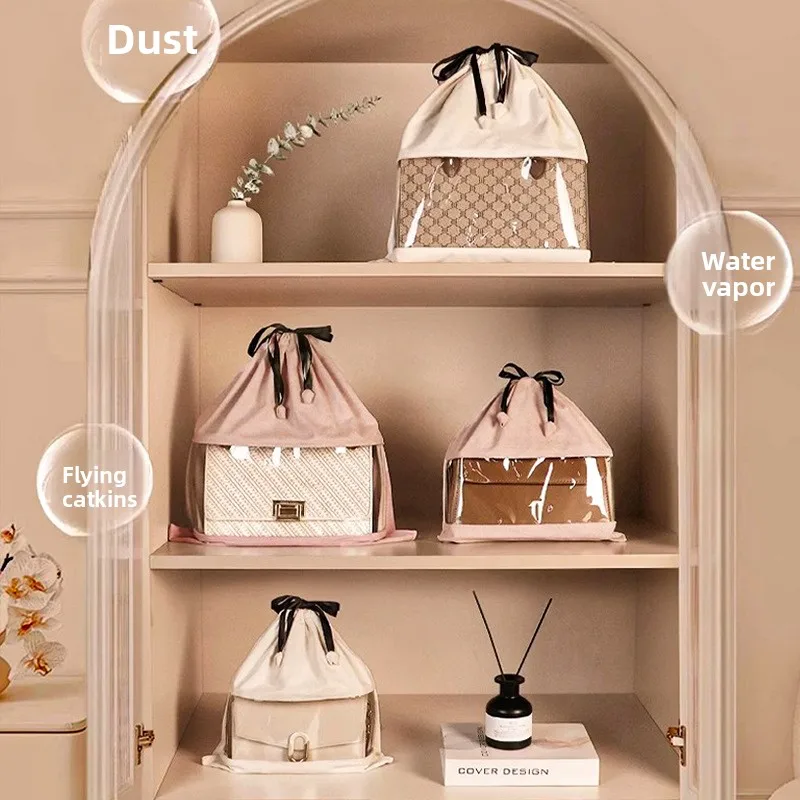 Soft Suede Drawstring Dust‑Proof Storage Bag Handbag Protector Home Travel Sorting Organizer
