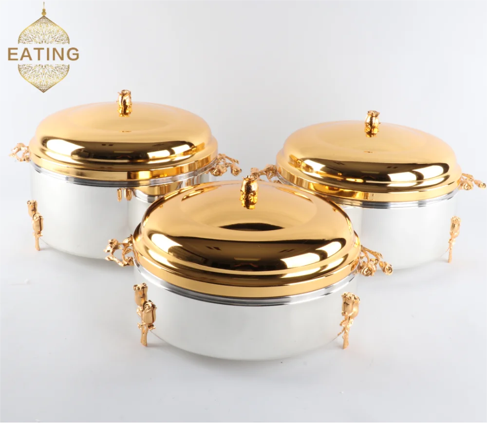 

Original Design Hot Sell 3.5L 4.5L 5.5L Good Quality 3 Pcs Food Warmer Set Stainless Steel Buffet Chafing Dish Heater Salad Bowl