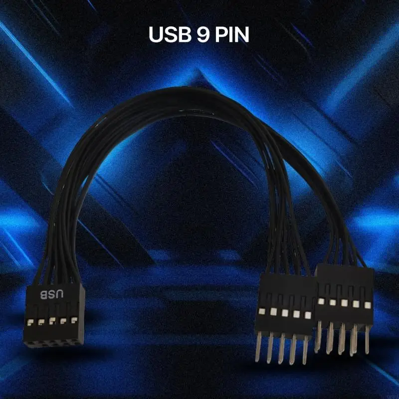 USB 9 Pin to Double 9Pin Adapter Shielded USB 9Pins to 2x 9 Pin Converter for Motherboard USB Power Extension 17CM