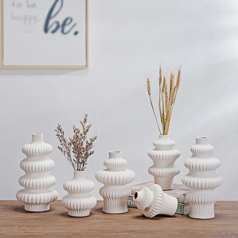 Frosted Granular Ceramic Vase Arrangement Decoration Irregular Potbelly Shaped Crafts