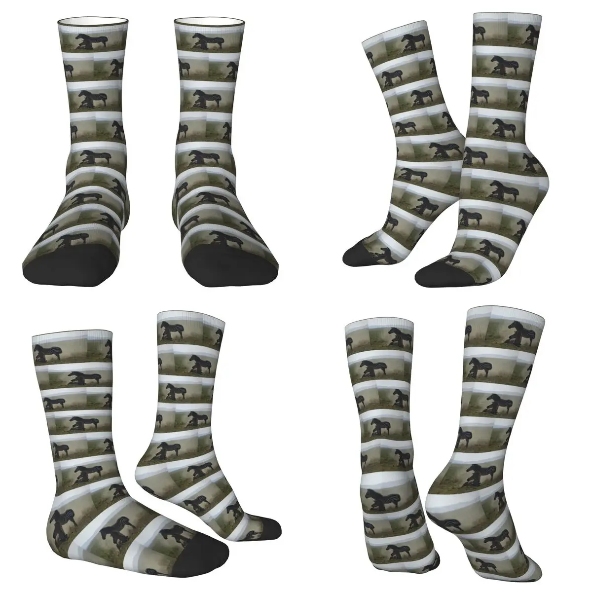 جوارب طاقم جميع المواسم Zebras At Play Socks Harajuku جوارب طويلة إكسسوارات للرجال والنساء هدية عيد ميلاد