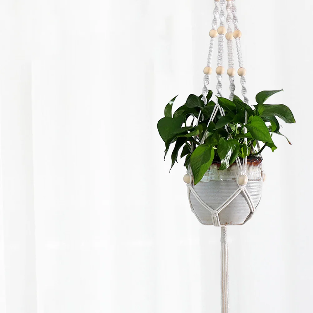 

5 Pcs Plant Woven Flower Pots Holder Planter Hanging Net Bag Flowers Flowerpot Hanger Basket Cotton