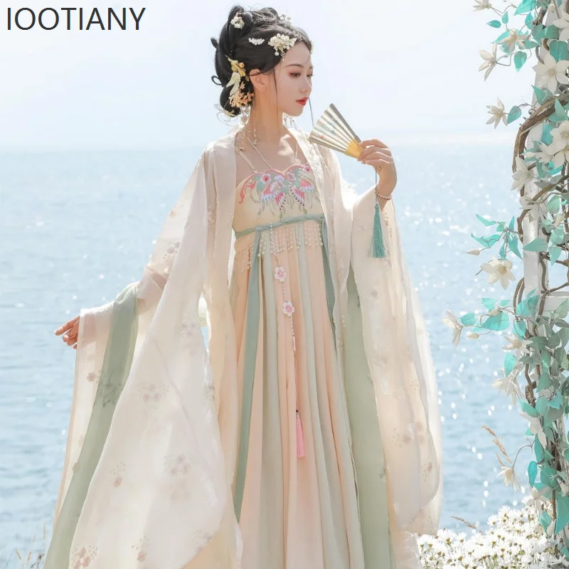 المرأة التقليدية الأميرة التطريز سلالة تانغ هانفو فستان الجنية القديمة زي النمط الصيني الرجعية مرحلة فستان رقص جديد