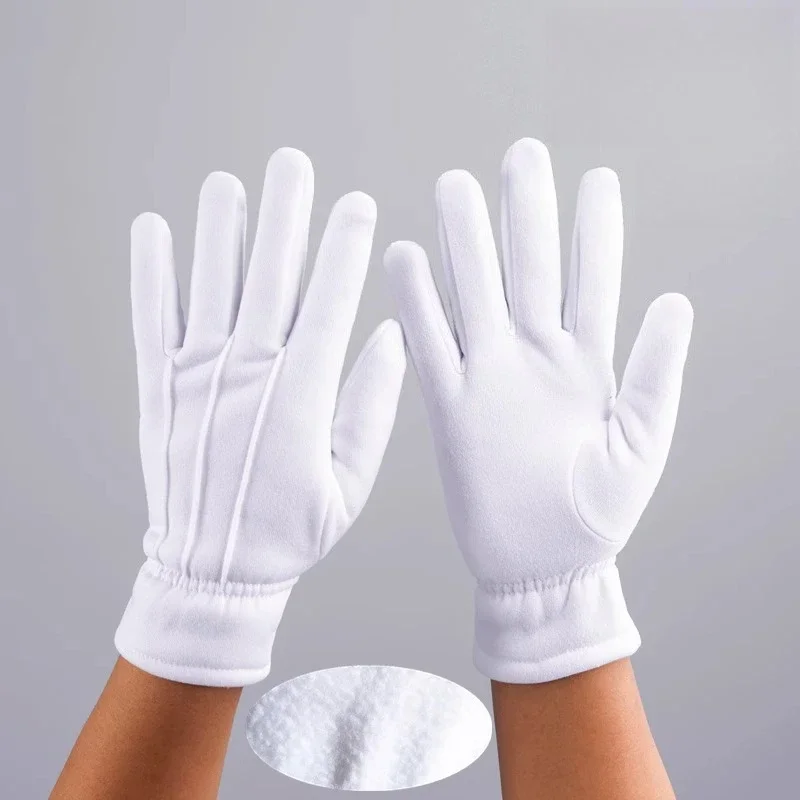 

Winter Gloves Fleece Lined Thickened Cotton White Gloves Work Etiquette Performance Rekawice Robocze Warm and Cold Proof