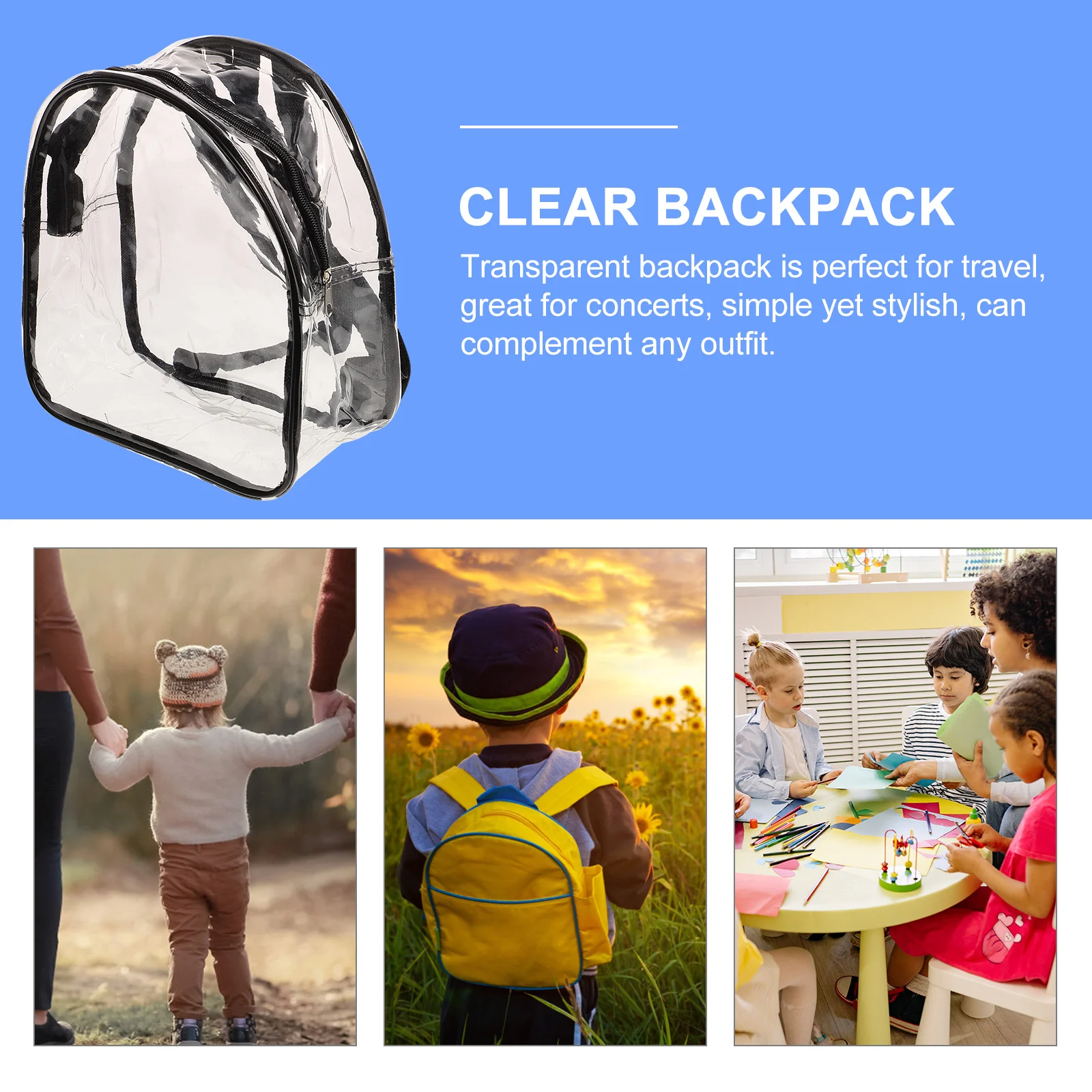 Zaino trasparente Stadium Borse trasparenti per concerti Piccoli elementi essenziali per festival approvati Mini donne