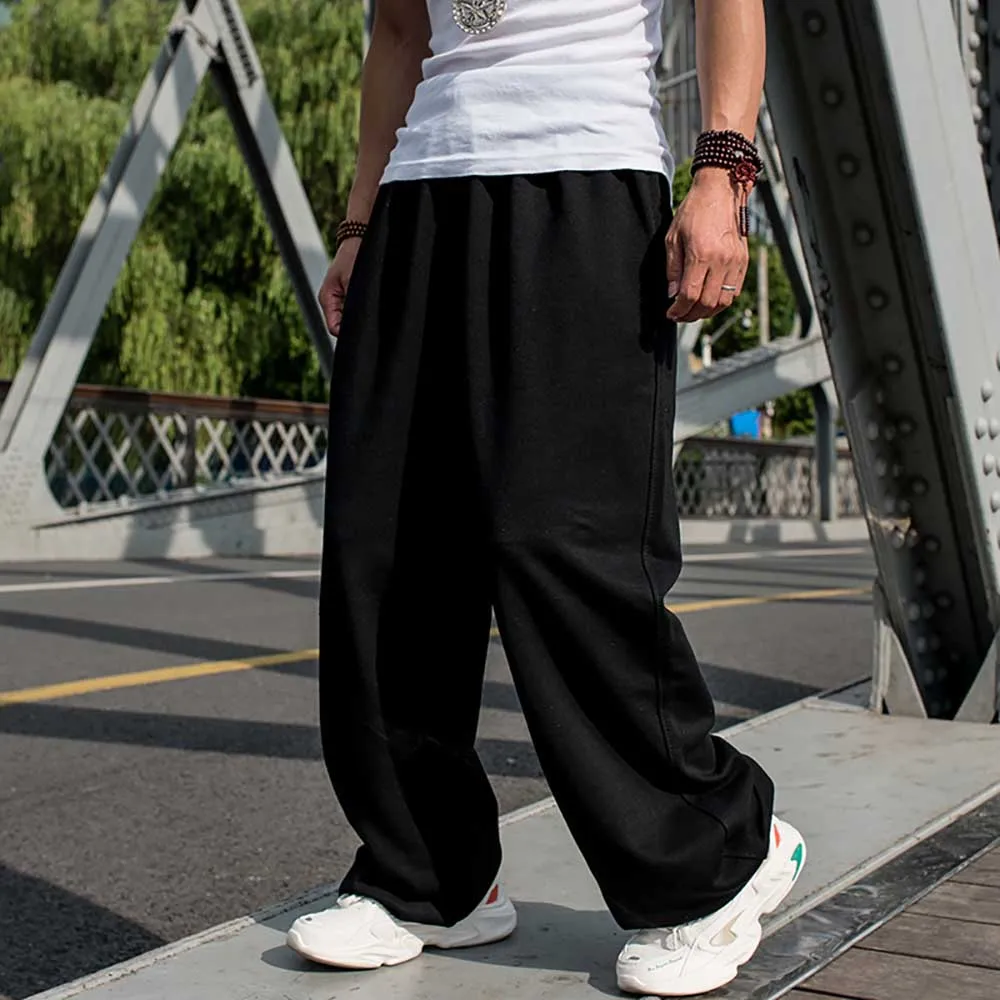 Plus rozmiar Hiphop Harem Joggers męskie spodnie dresowe na co dzień szerokie nogawki luźna, workowata Streetwear spodnie do tańca polarowe spodnie