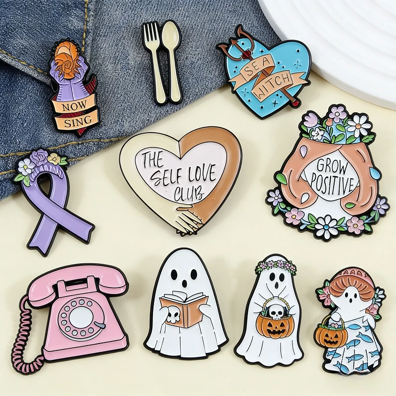 Creative Pins For Backpacks Brooch Heart-shaped Conch Fork Alloy Badge Personalized Accessories Lapel Pins Brooches on Clothes