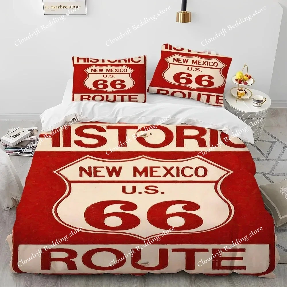 Historic Route 66,Mother Road,mãe Estrada Comforter Bedding Set,Duvet Cover Bed Set Quilt Pillowcase,king Queen Size Bedding Set