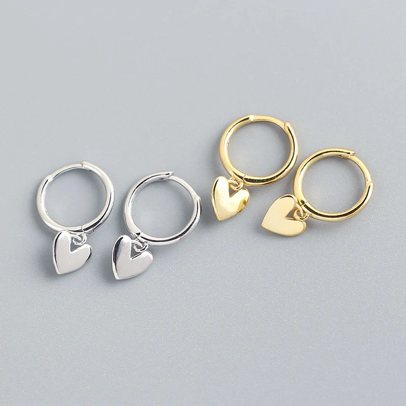 Boucles d'oreilles à pampilles en forme de cœur pour femmes, en argent Sterling 925, plaqué or, Smiple, bijoux fins, prévention des allergies, accessoires de fête, cadeaux