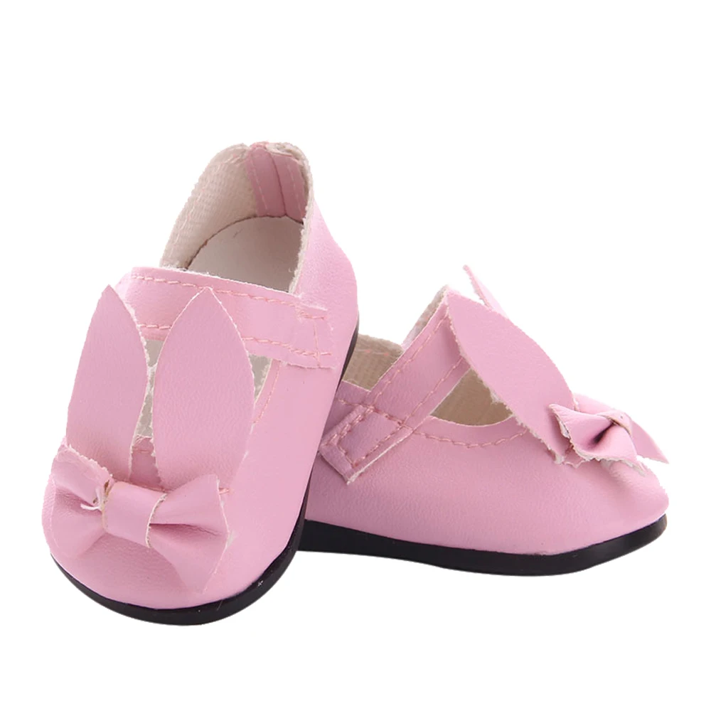 7Cm Handmade Cat PU Buckle Shoes For 18Inch American Doll 43cm Reborn Baby Doll Shoes Accessories Our Generation Girls Toy Gift