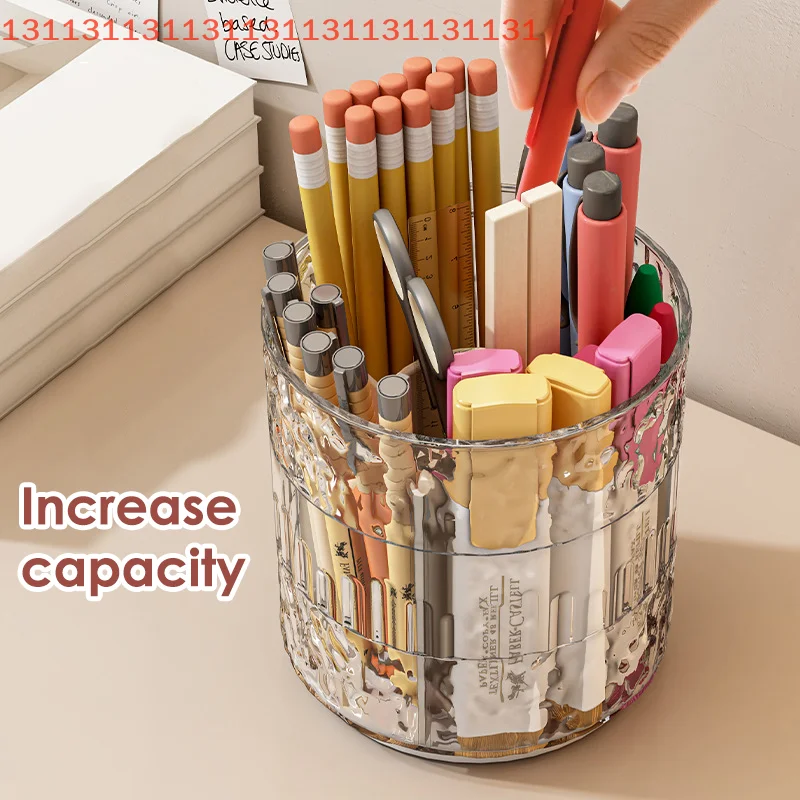 กล่องเก็บเครื่องสำอางสุดหรู 360 องศา สำหรับลิปสติก ดินสอเขียนคิ้ว อุปกรณ์เครื่องเขียน และอายแชโดว์ °   ที่วางแปรงแต่งหน้าแบบหมุนได้ อุปกรณ์จัดระเบียบเครื่องสำอาง