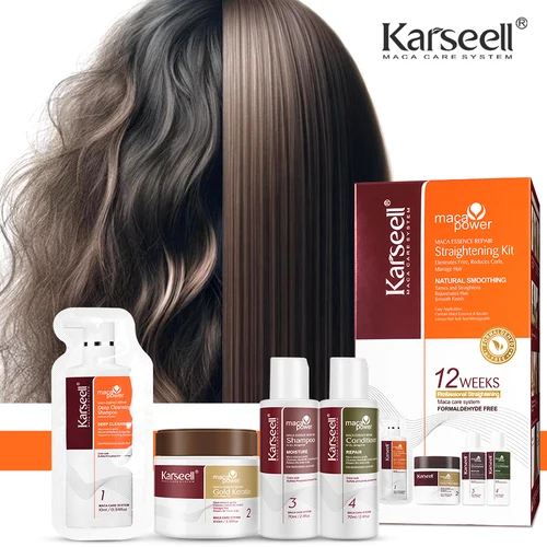Karseell-mascarilla para el cabello de queratina dorada, Kit de alisado de cabello dañado de reparación rápida, suave, liso y brillante, protector para el cuidado del cabello