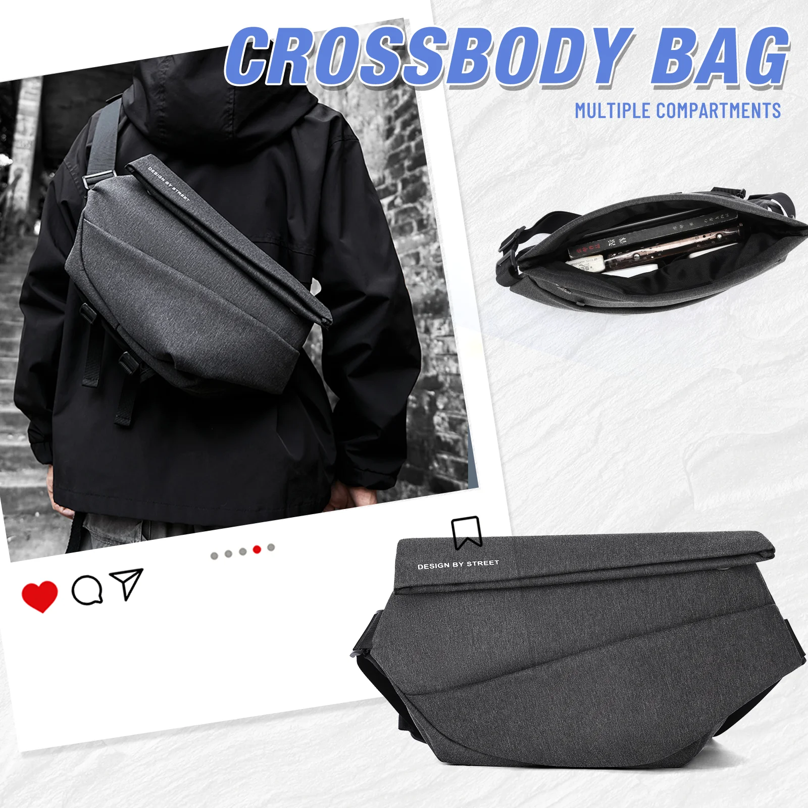 

Мужская нагрудная сумка, трендовая сумка через плечо, мужская противоугонная сумка через плечо, сумка на ремне для верховой езды, небольшой мужской рюкзак