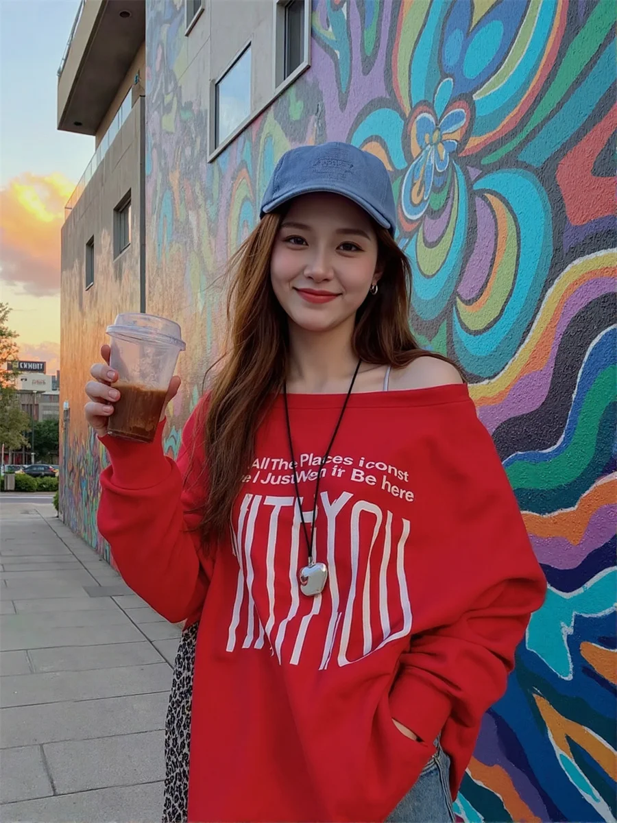 

Красные, серые футболки с открытыми плечами и длинными рукавами, базовые топы, осенняя одежда, укороченный топ Y2k, женская элегантная и молодежная женская футболка