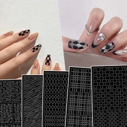 New Hollow Line Diamond Check Leopard Irregular Pattern Nail Art Template Sticker For Polish Airbrush Painting Nail Manicure Art