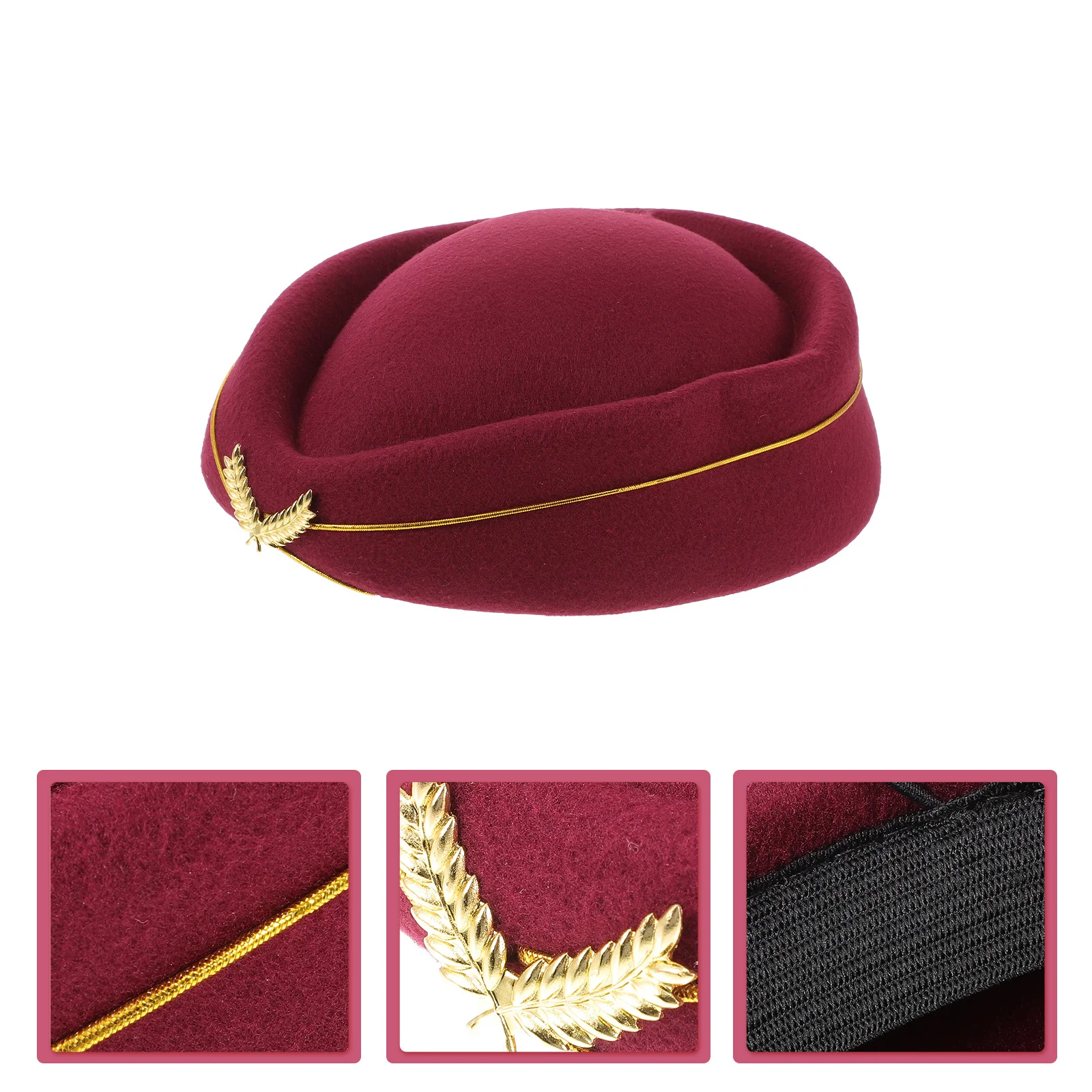 

Women Air Stewardess Hat Flight Attendant Cap Cosplay Costume Elegant Design Wine Size Fits Most Easy Wash