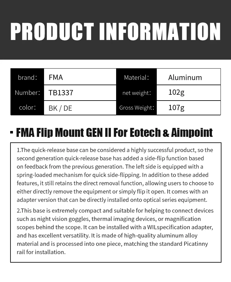 Neue Gen 2 Schnellverschluss G33 Flip-up Halterung im Wx-Stil für 20mm Picatinny-Schiene Jagdoptik Metallzubehör Universell Passend – Detail 1