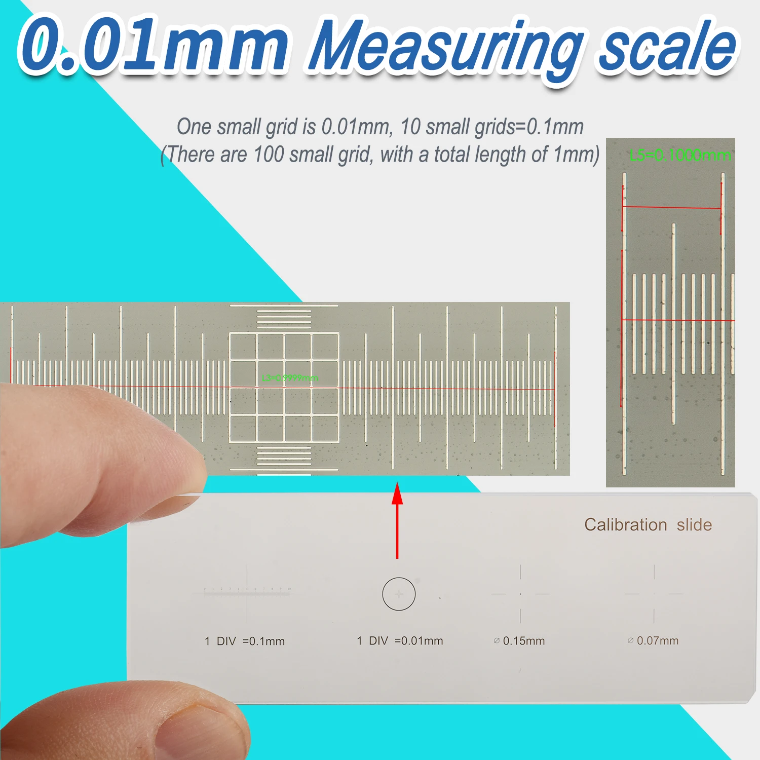 Microscópio koppace, micrômetro de medição especial de 0.01mm a 0.1mm, régua para medição de microscópio