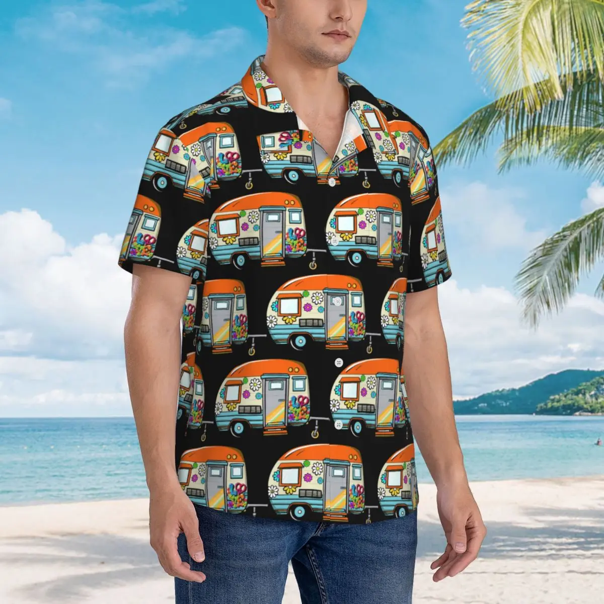 

Eriba1 Hawaiian Shirts Funny Men Short Sleeve Shirt for Summer Beach Men's Lapel Tops