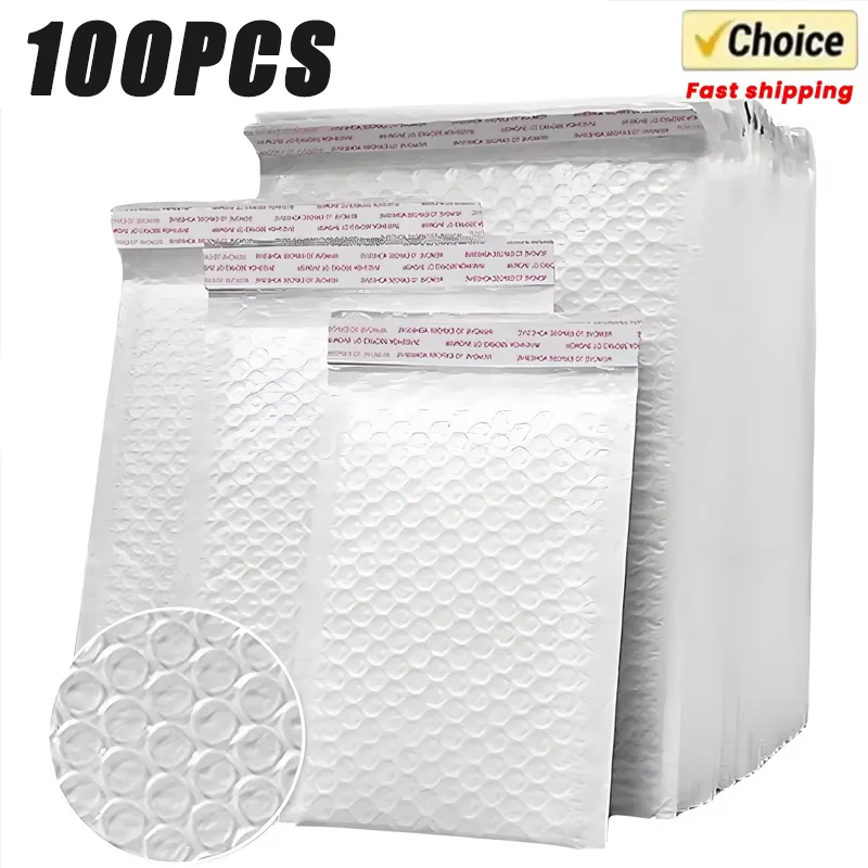 2024 New 500PCS White Bubble Bags Packaging Envelope Shipping Bag Multi-size Thickened Waterproof Self Seal Bubble Padding Bags