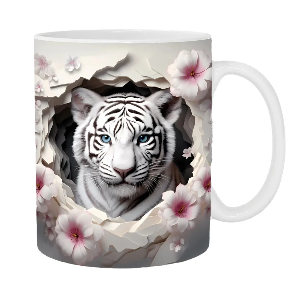 July New 3D Tiger Ceramic Mug, Office Coffee Water Cup