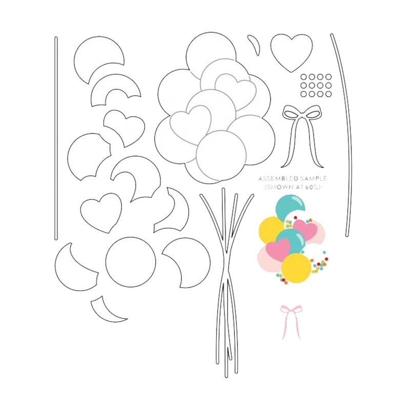 

Balloon Bouquet Festival Decoration New Metal Cutting Dies Scrapbooking for Paper Making Frames Card Craft no Stamp