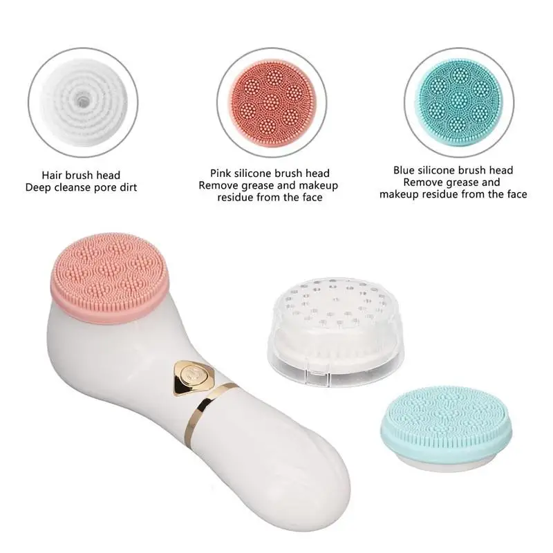3 في 1 الكهربائية سيليكون فرشاة الوجه الأنظف الاهتزاز الدورية تدليك المسام التطهير أداة مقاوم للماء الجمال أداة