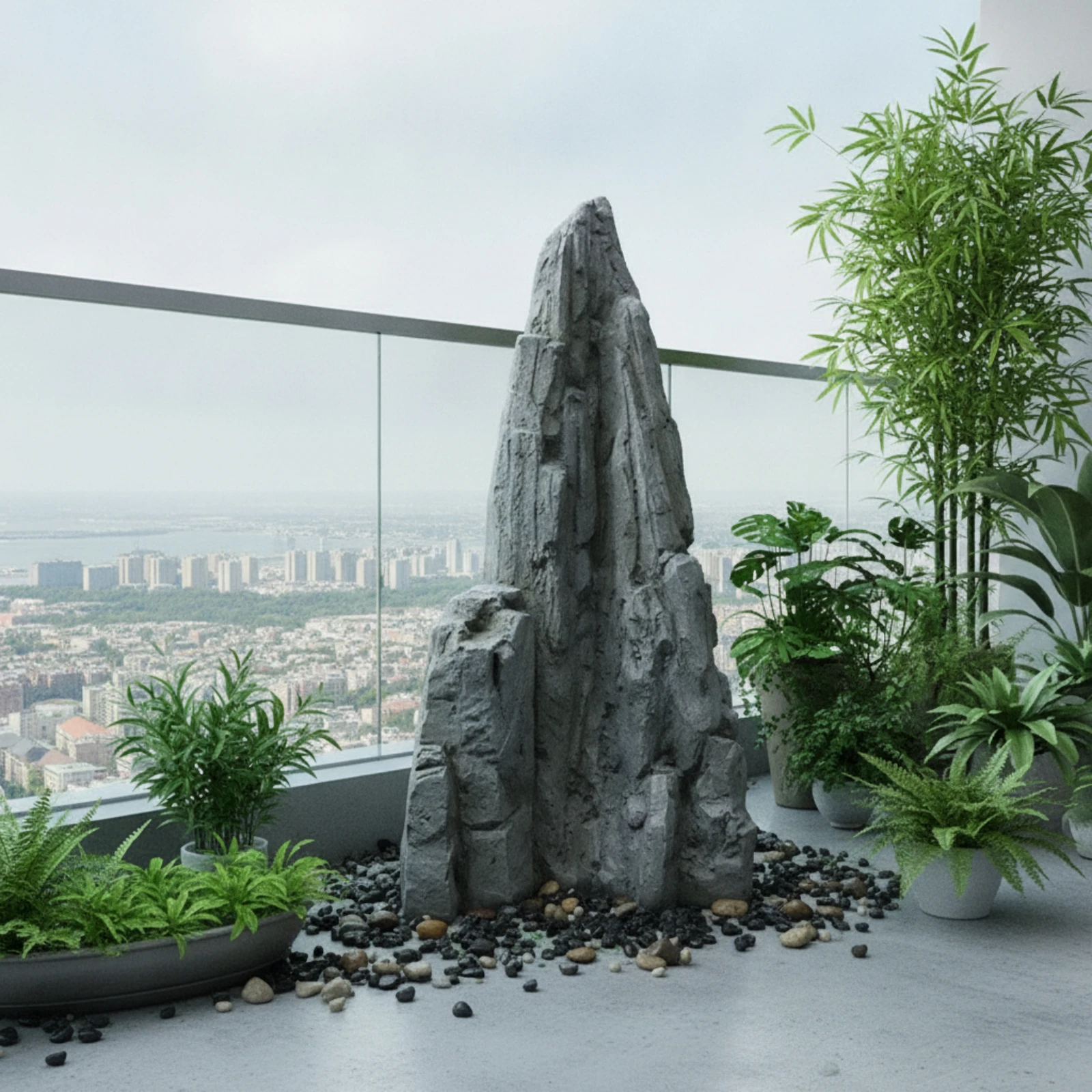 Artificial Rockery Zen-Inspired Sculpture for Living Room, Courtyard