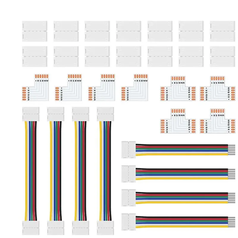 T21C 2X 6 Pin 12Mm SMD LED Connector Kit L Splitter Right Angle Corner,T Shape For PWM SMD RGB CCT Strip Lights