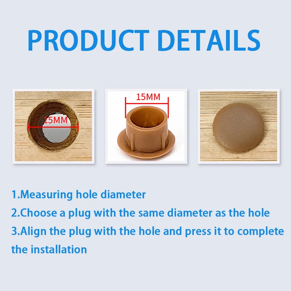 100 Uds 5mm-15mm cubierta redonda de plástico/goma suave tapón con orificio a presión para muebles tapón con orificio para Panel