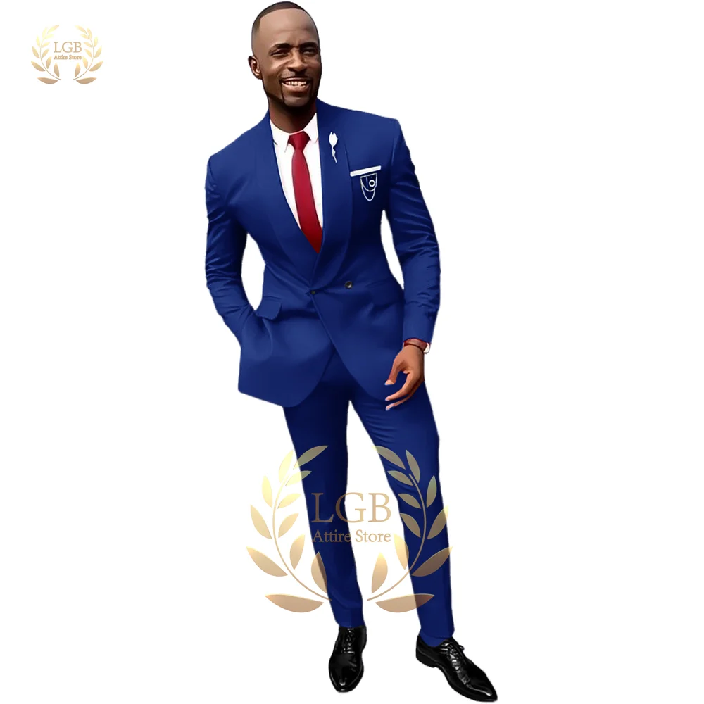 Men's 2 Button Double Breasted Shawl Collar Suit 2 Piece Suit - Slim Fit for Wedding Party, Dinner, Cocktail Party