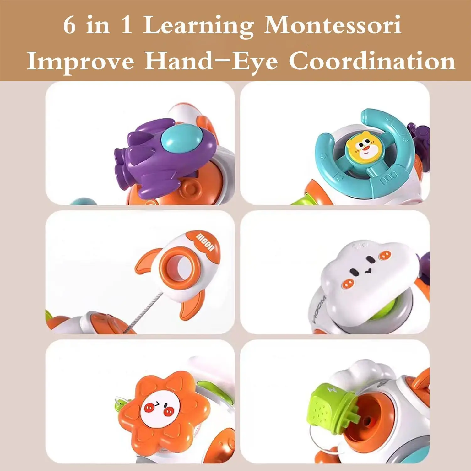 6-in-1 Montessori Toys Toddler Busy Cube/Toddler Fidget Toy Early Educational Sensory Toys Educational Toy For Hand-Eye Coordina