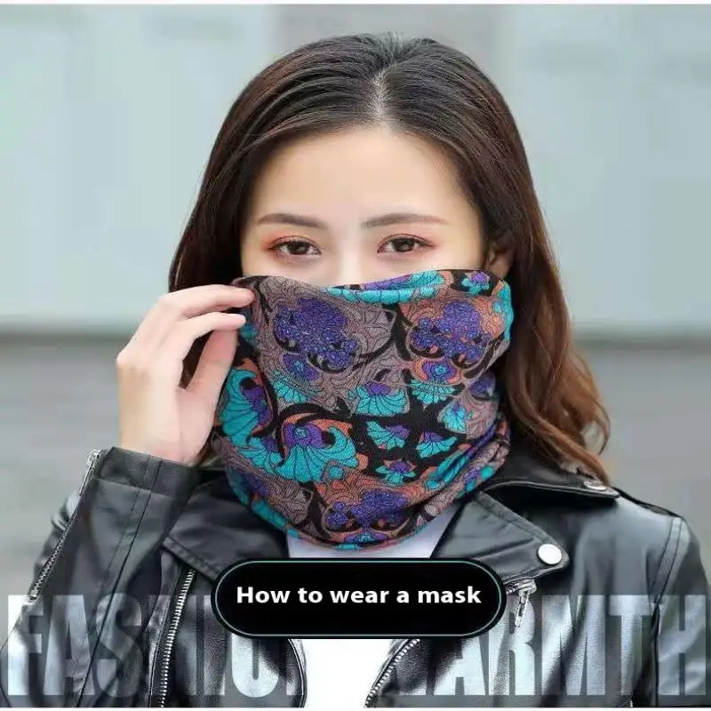 Fashion Double Head Cap Bib Twist Cap Multi-Functional Printed Scarf Cover Cap Neck Cap Face Mask Headscarf Cap