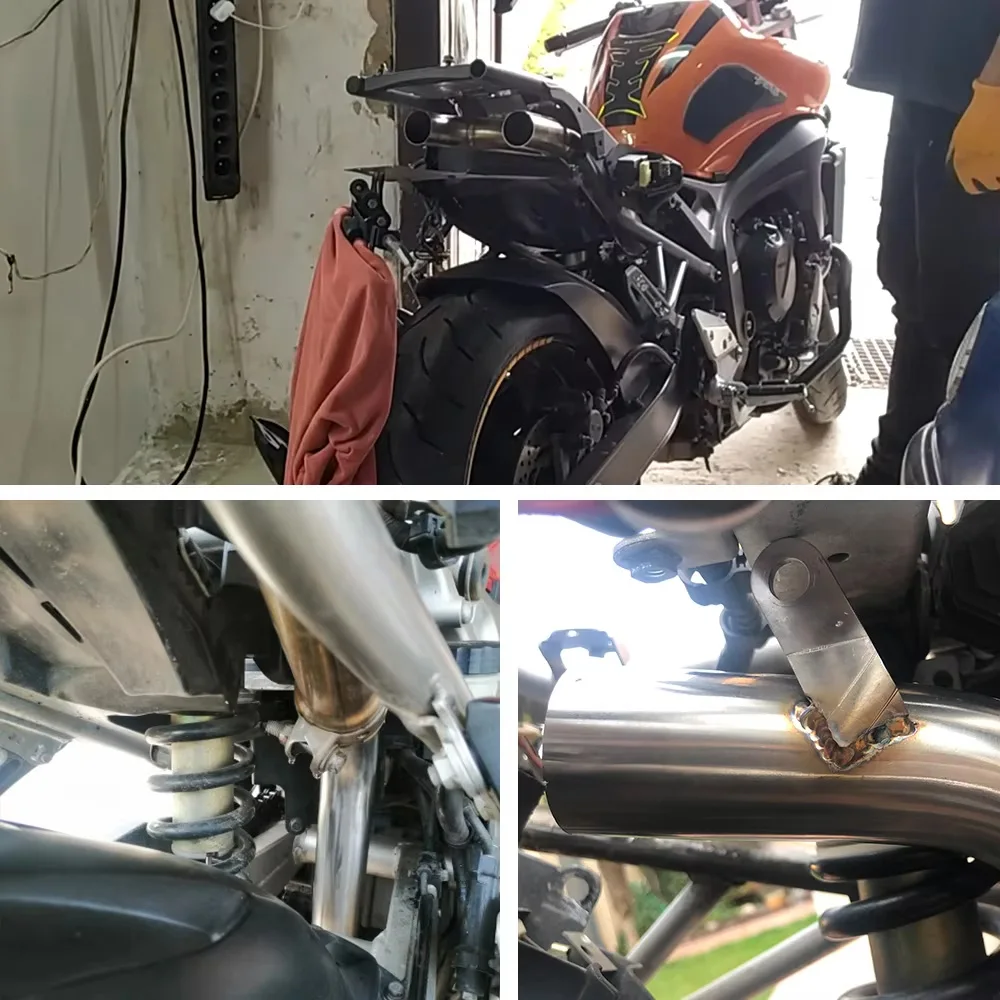 Motorcycle Exhaust Pipe Double Outlet Middle Link Tube Escape Moto Accessories For Yamaha FZ6 FZ6N FZ6S 04-11 double outlet 51MM view 6